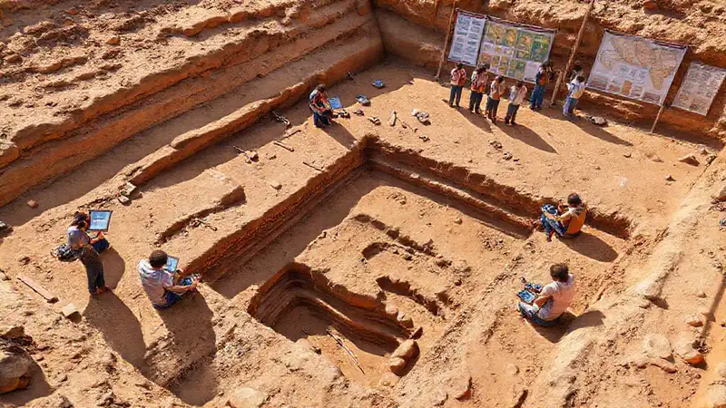 Archäologische Ausgrabung mit moderner Technologie